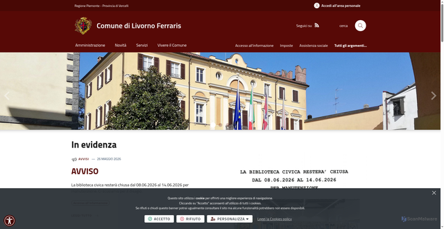 Security scan screenshot of https://www.comune.livornoferraris.vc.it