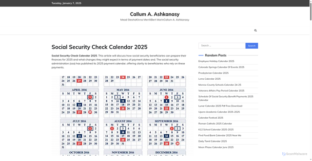 Security scan screenshot of https://callumaashkanasy.pages.dev/oawaw-social-security-check-calendar-2025-zrpcy/