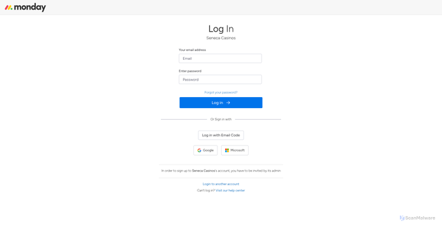 Security scan screenshot of https://seneca-casinos.monday.com