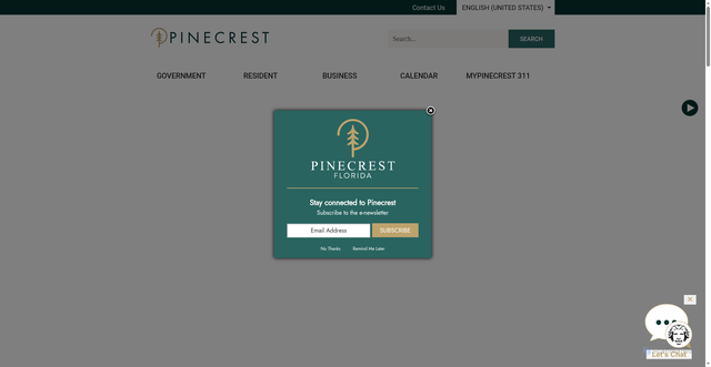 Security scan screenshot of https://www.pinecrest-fl.gov/