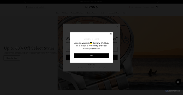 Security scan screenshot of https://www.nixon.com