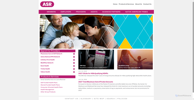 Security scan screenshot of www.asrhealthbenefits.com