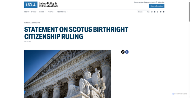 Security scan screenshot of https://latino.ucla.edu/statement-on-scotus-birthright-citizenship-ruling/