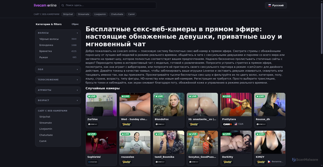 Security scan screenshot of https://livecam-online.com/ru