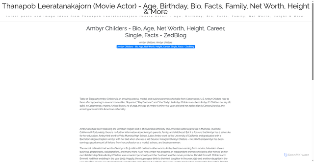 Security scan screenshot of https://wymoorgroupsitus-dpc3g2hkpvei.edgeone.app/ambyr-childers-bio-age-net-worth-height-career-single-facts-zedblog.html