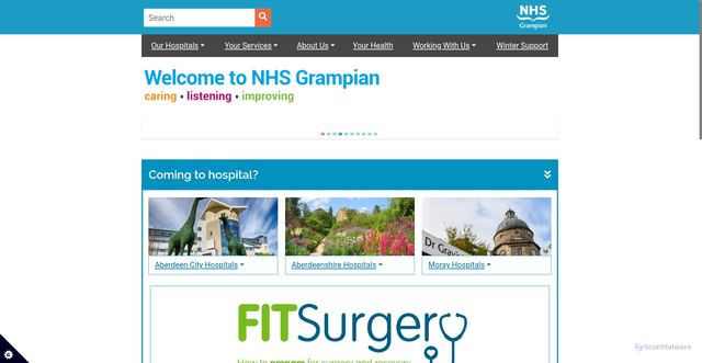 Security scan screenshot of https://www.nhsgrampian.org/