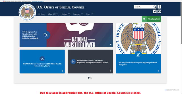 Security scan screenshot of https://osc.gov/