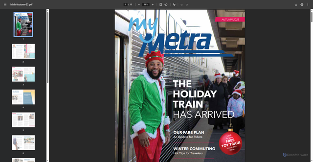 Security scan screenshot of https://assets.metra.com/s3fs-public/2024-12/MMM-Autumn-23.pdf?VersionId=0VRX67kB7dw5.yFag5AWpaCt5eV4pNjp