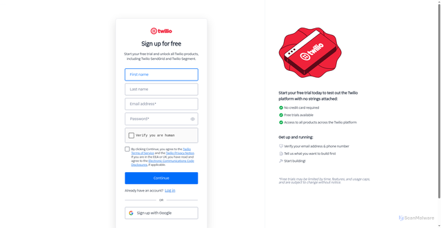 Security scan screenshot of https://signup.sendgrid.com/
