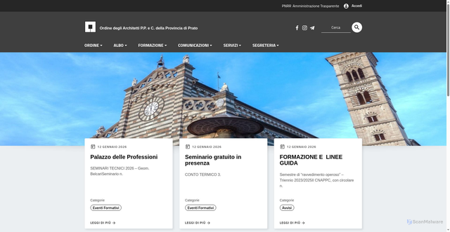 Security scan screenshot of https://www.architettiprato.it/