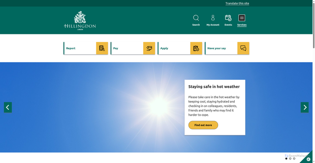 Security scan screenshot of https://pre.hillingdon.gov.uk