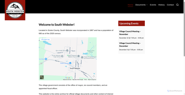 Security scan screenshot of https://southwebsterohio.gov/