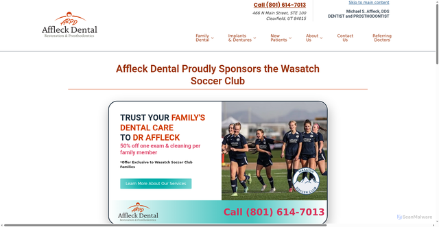 Security scan screenshot of https://affleckdental.pages.dev/national-champions/