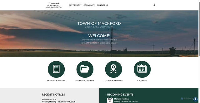 Security scan screenshot of https://townofmackfordwi.gov/