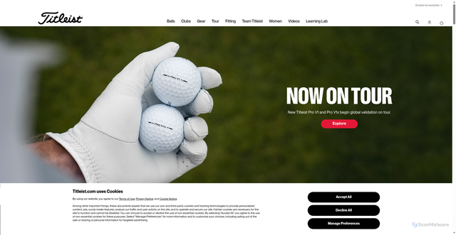 Security scan screenshot of https://titleist.com