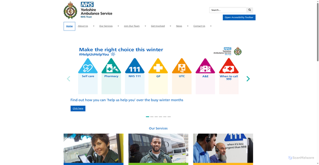Security scan screenshot of https://www.yas.nhs.uk/