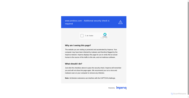 Security scan screenshot of https://m1amdocs.com