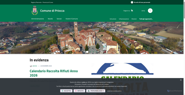 Security scan screenshot of https://www.comune.priocca.cn.it/it-it/home