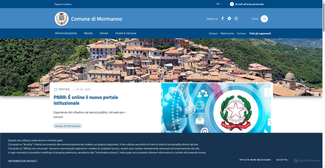 Security scan screenshot of https://www.comune.mormanno.cs.it/