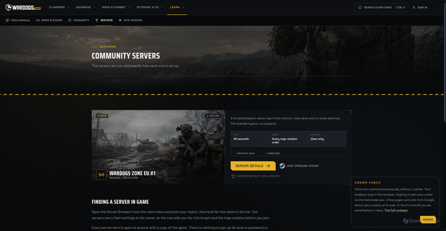 Security scan screenshot of https://wardogs.zone/servers