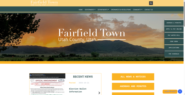 Security scan screenshot of https://fairfieldtown-ut.gov/