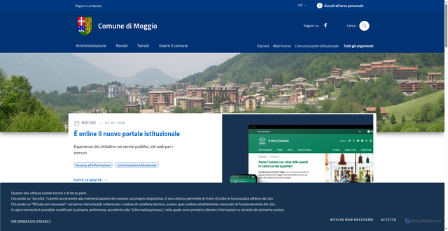 Security scan screenshot of https://www.comune.moggio.lc.it/