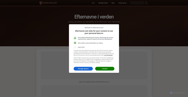 Security scan screenshot of https://efternavne.com
