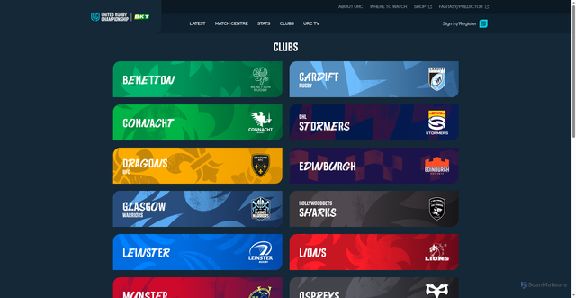 Security scan screenshot of https://stats.unitedrugby.com/clubs