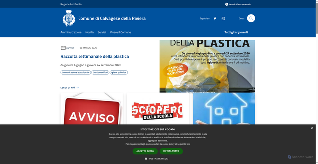 Security scan screenshot of https://www.comune.calvagesedellariviera.bs.it