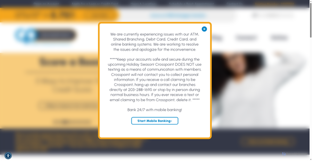 Security scan screenshot of https://crosspointfcu.org/
