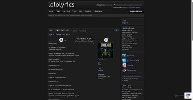 Security scan screenshot of https://www.lololyrics.com/lyrics/63129.html