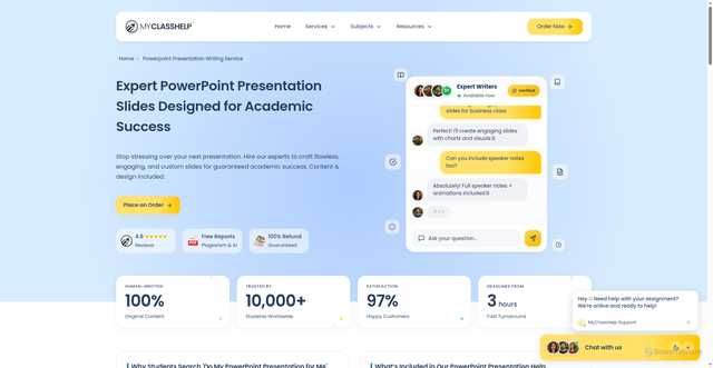 Security scan screenshot of https://myclasshelp.pages.dev/powerpoint-presentation-writing-service/