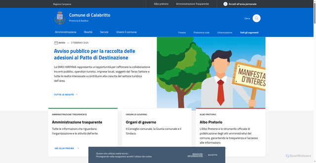 Security scan screenshot of https://www.comune.calabritto.av.it