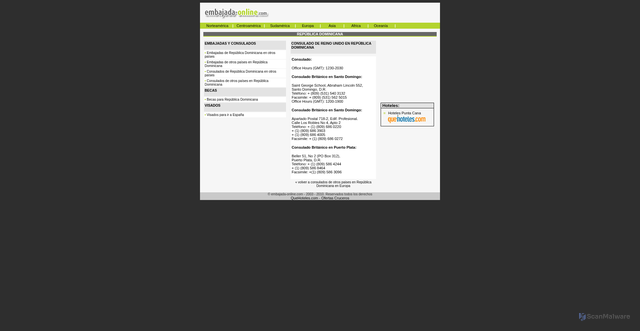 Security scan screenshot of https://www.embajada-online.com/consulado-en-Republica-Dominicana-de-Reino-Unido-H-P51C4E192.htm