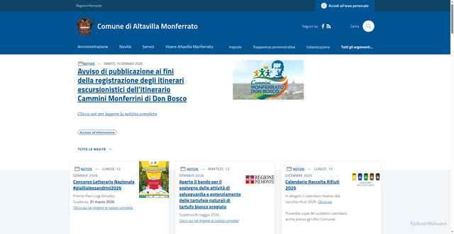 Security scan screenshot of https://www.comune.altavillamonferrato.al.it/