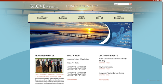 Security scan screenshot of https://www.cityofgroveok.gov/
