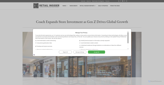 Security scan screenshot of https://retail-insider.com/retail-insider/2026/08/coach-expands-store-investment-as-gen-z-drives-global-growth/