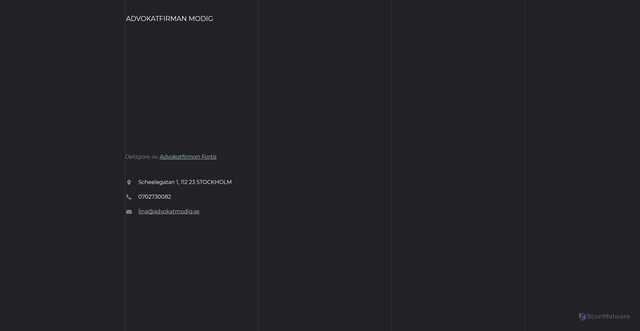 Security scan screenshot of https://advokatmodig.se