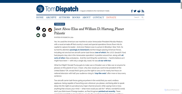 Security scan screenshot of https://tomdispatch.com/the-brave-new-war-machine/