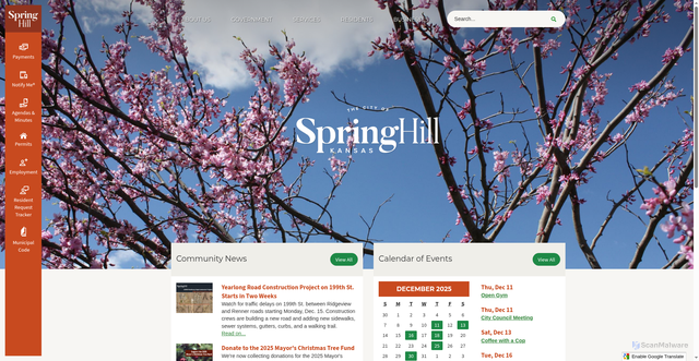 Security scan screenshot of https://springhillks.gov/