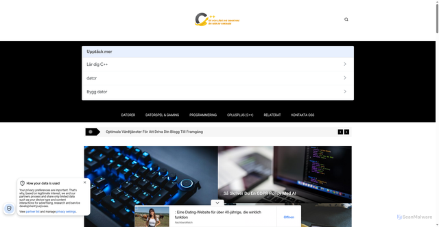 Security scan screenshot of https://cplusplus.se