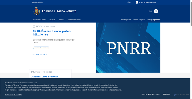 Security scan screenshot of https://www.comune.gianovetusto.ce.it