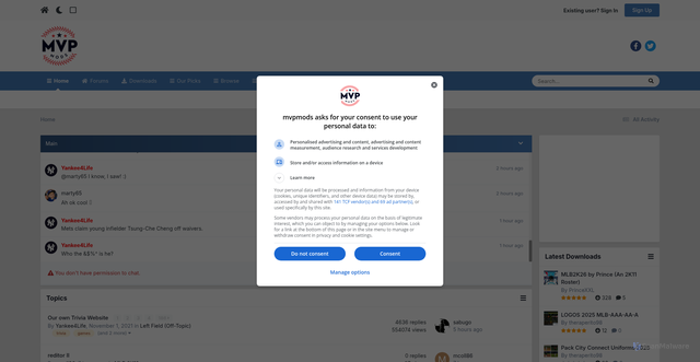 Security scan screenshot of https://www.mvpmods.com