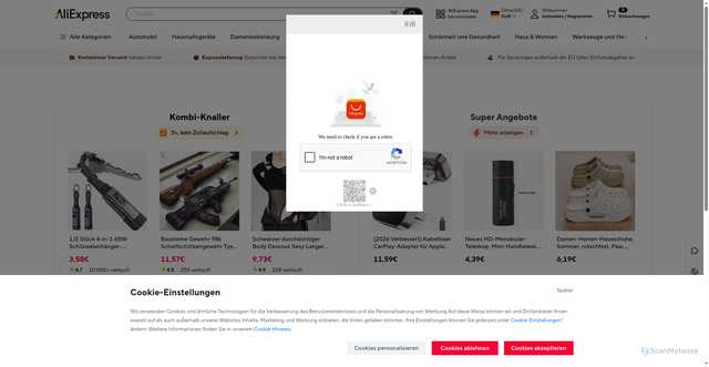 Security scan screenshot of https://es.aliexpress.com