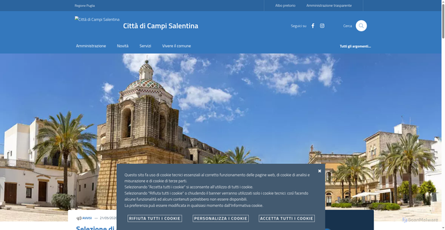 Security scan screenshot of https://www.comune.campi-salentina.le.it/