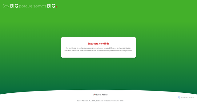 Security scan screenshot of https://encuestas.bancoaztecacorporativo.com.mx/clientes-encuestas/
