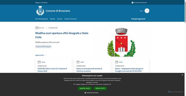 Security scan screenshot of https://www.comune.brusciano.na.it