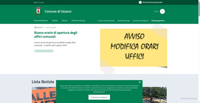 Security scan screenshot of https://comune.uzzano.pt.it/
