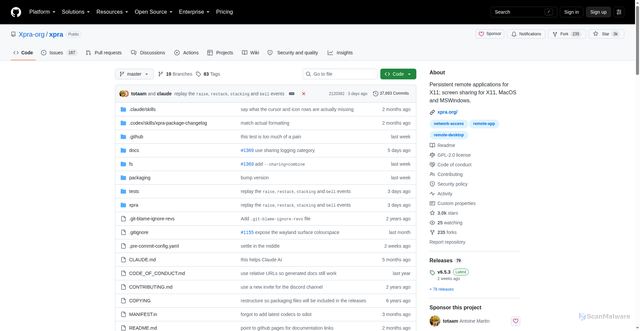 Security scan screenshot of https://xpra.org