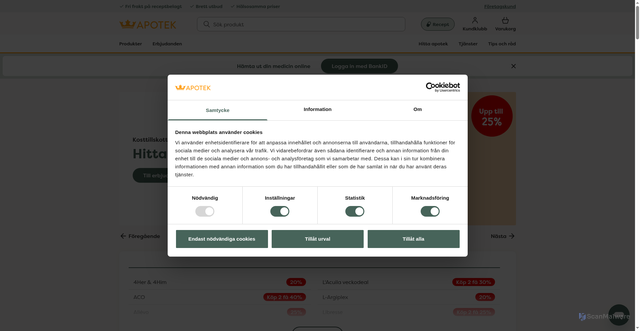 Security scan screenshot of https://www.kronansapotek.se/erbjudanden/?utm_source=idrelay&utm_medium=email&utm_campaign=2025_K11_Ansikte_senior&utm_content=2025_K11_Ansikte_senior